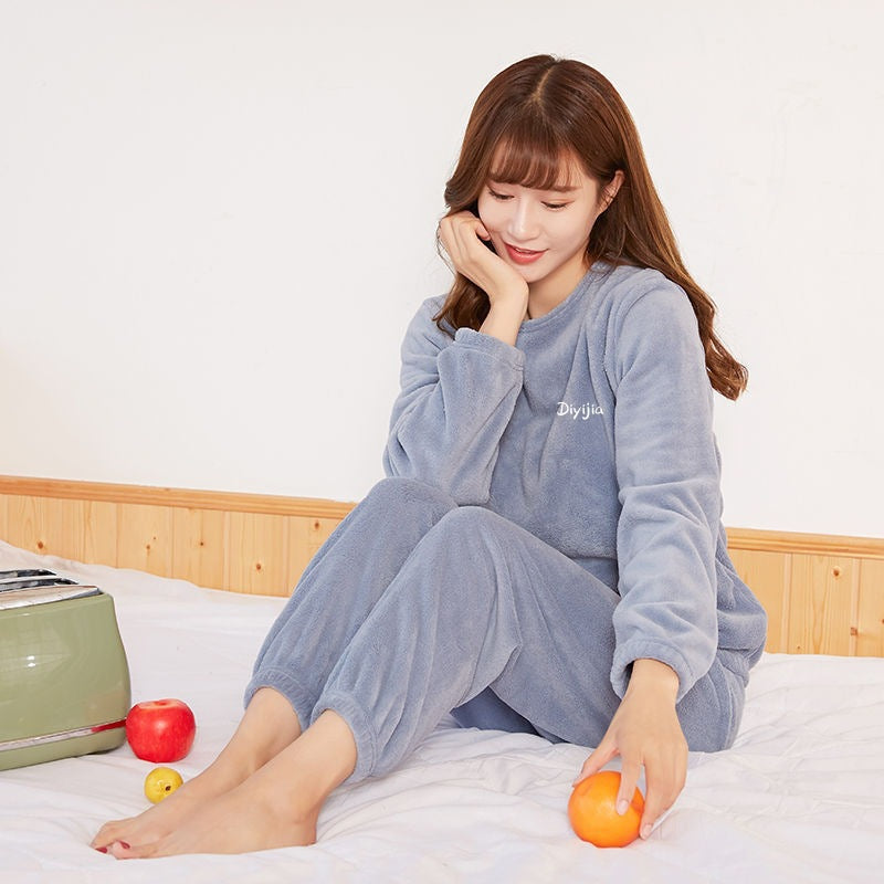 Ensemble de pyjama ample et douillet en peluche corail pour femmes
