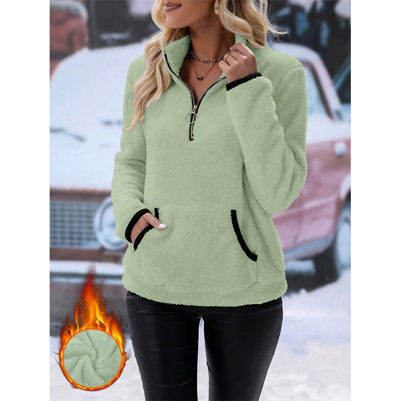 ✨Sweat-shirt en molleton à demi-fermeture éclair pour femme🧶