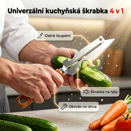 🥕 4v1 multifunkční škrabka na zeleninu a ovoce do kuchyně – platba na dobírku 🔪✨