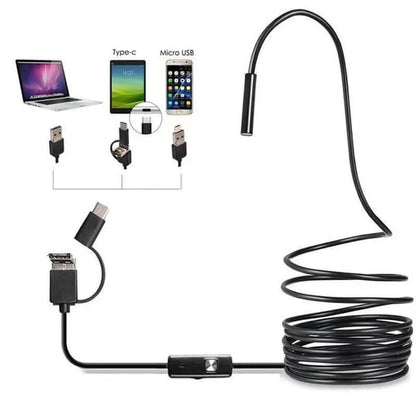 Nejprodávanější USB endoskopická kamera – HD 640x480, vodotěsná IP67, 6 LED diod, flexibilní kabel až 10 m, pro Android a PC
