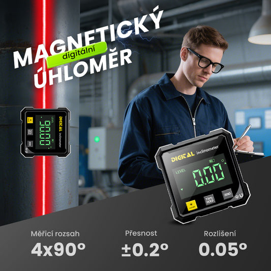 📐4 stranný magnetický digitální úhloměr s laserem