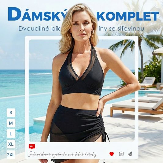 👙 6 000+ žen miluje tento střih – Dámské bikiny s vysokým pasem ze síťoviny – skryje bříško, zvýrazňuje křivky, prodyšná síťovina, nastavitelné pásky, velikosti S–XL