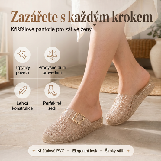 👡Vkročte do třpytivého pohodlí – Dámské ležérní třpytivé nazouvací sandály – platba na dobírku
