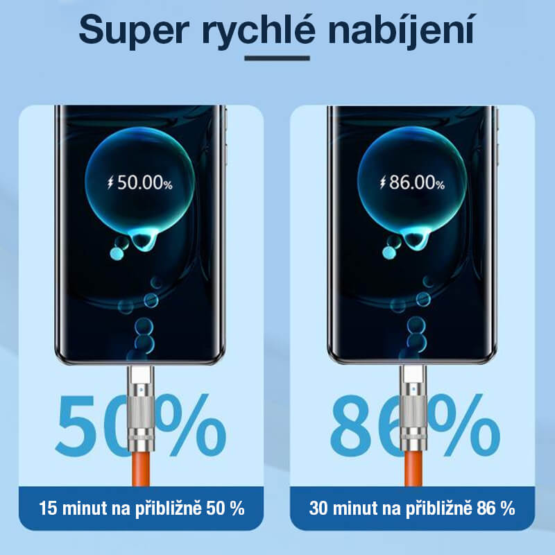 120W rychlonabíjecí kabel 3 v 1 se zesíleným jádrem ze slitiny mědi