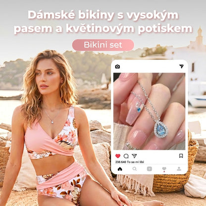 Zářte na pláži – Dámský květinový bikinový set s vysokým pasem – platba na dobírku 👙🌺
