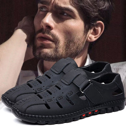 👞 Kráčejte v polstrovaném pohodlí – Pánské prodyšné kožené duté sandály – platba na dobírku 🌬️