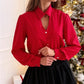 Women's Polka Dot Long Sleeve Button-Down Shirt