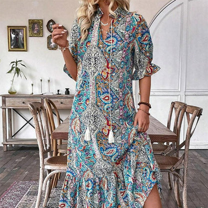 🌸Elegantní boho šaty s květinovým vzorem