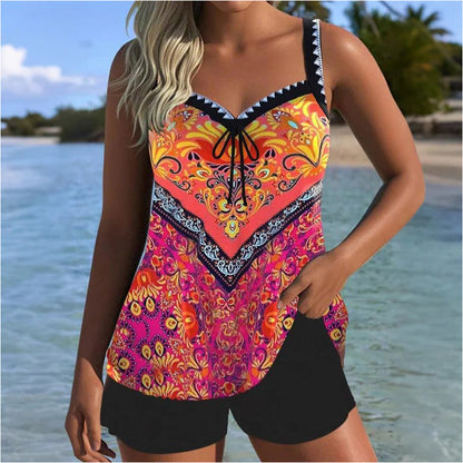 【S-3XL】👙Souprava horního dílu plavek a šortek s potiskem