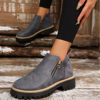 👢 Promo 50 % – Bottines tendance et confortables pour femmes, bout rond et zip 🌟