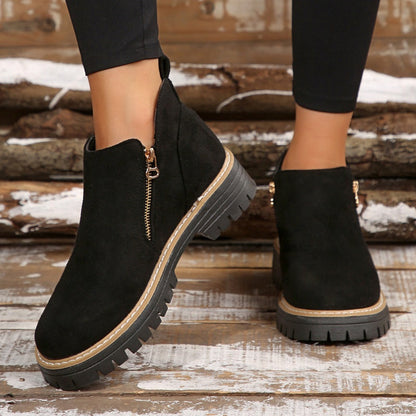 👢 Promo 50 % – Bottines tendance et confortables pour femmes, bout rond et zip 🌟
