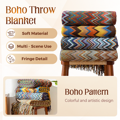 Boho pruhovaná deka s třásněmi