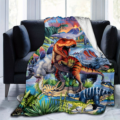 Pestrá flanelová deka s potiskem dinosaurů
