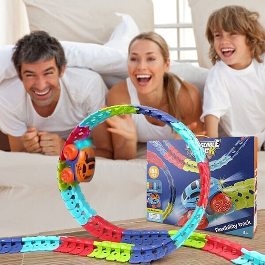 🎁Proměnlivá dráha s LED osvětleným závodním autem🏎🏁