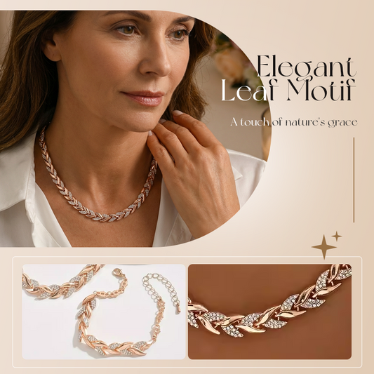 💝 Dvojnásobný lesk – Náhrdelník a náramek Leaf Link | Elegantní, univerzální, ideální dárek ✨💎