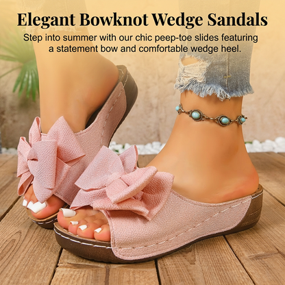 👡 Dámské sandály na klínovém podpatku s mašlí a otevřenou špičkou – maximální pohodlí, elegantní styl 🎀✨🏖️