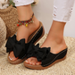 👡 Dámské sandály na klínovém podpatku s mašlí a otevřenou špičkou – maximální pohodlí, elegantní styl 🎀✨🏖️