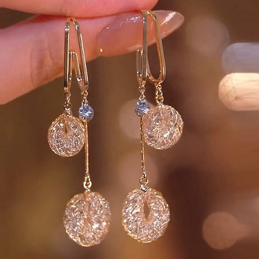💎 Náušnice s křišťálovými střapci – elegantní visací náušnice s jiskřivým leskem ✨👗🎁