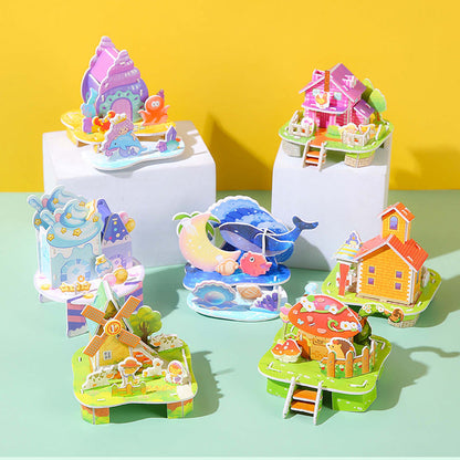🧩 Postavte si svůj vlastní 3D svět – 3D papírová skládačka (4 díly, bez lepidla) – platba na dobírku 🏰