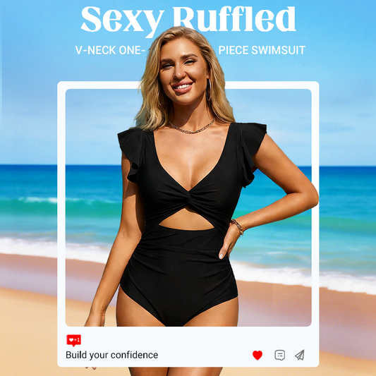 Nejprodávanější dámské sexy jednodílné plavky s odhalenými zády – hluboký V‑výstřih, přední zkrucení, lichotivý střih, elegantní design bez zad