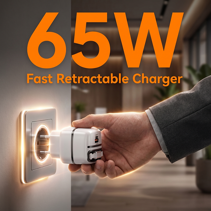 ⚡ Nabíjejte rychle a bez nepořádku – 65W 3v1 rychlonabíječka se zabudovaným kabelem – platba na dobírku 🔌