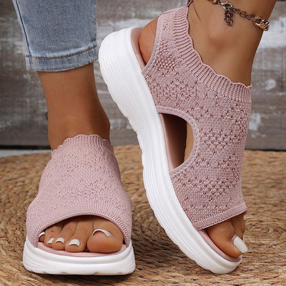 👡 Kráčejte v pohodlí jako na obláčku – Dámské prodyšné platformové sandály z úpletu – platba na dobírku ☁️✨