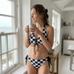 👙 Udělejte stylový rozruch – Dámské bikini na kravání s kostkovaným potiskem – platba na dobírku 🌊