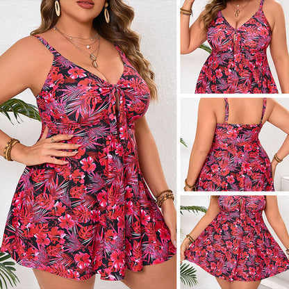 👗 Předveďte svůj sebevědomý styl – Dámský květinový 2dílný mini šaty plavkový set – platba na dobírku 🌸
