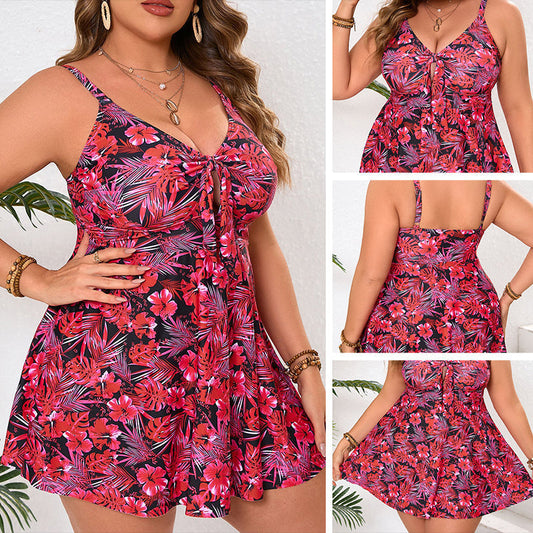 👗 Předveďte svůj sebevědomý styl – Dámský květinový 2dílný mini šaty plavkový set – platba na dobírku 🌸