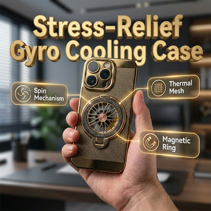 🌀 Uvolněte stres a udržujte telefon v chladu – Stres‑relaxační gyro chladicí pouzdro s magnetickým kroužkem a stojánkem – platba na dobírku 📱
