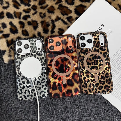 🛡️ 8 000+ uživatelů miluje tento kryt – Pouzdro na telefon s leopardím vzorem – ochrana proti pádu, magnetické nabíjení, přesné výřezy, pohodlný úchop