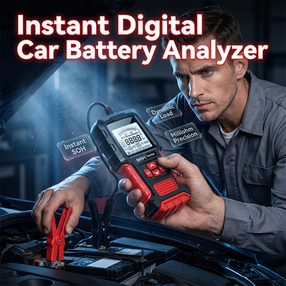 🔋 7 000+ profesionálů na to spoléhá – Digitální analyzátor autobaterií – dvojí režim 12V/24V, LCD displej, těžké měděné svorky