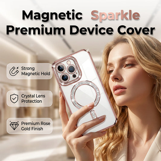 Nejprodávanější magnetické třpytivé pouzdro na telefon – ochrana objektivu s kamínky, proti žloutnutí, eloxované hrany, nárazuvzdorné, magnetický kroužek