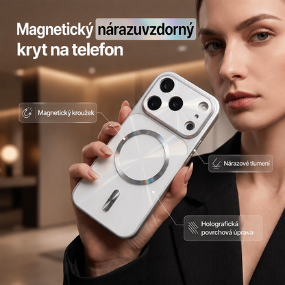 Nejprodávanější magnetický protipádový kryt na telefon – silný magnetický zámek, ochrana objektivu, vyztužené rohy, holografický design