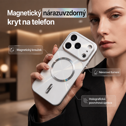 Nejprodávanější magnetický protipádový kryt na telefon – silný magnetický zámek, ochrana objektivu, vyztužené rohy, holografický design