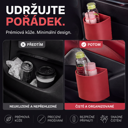🛡️ Držák na nápoje do auta PU kůže odolná Prémiový materiál proti poškrábání – Rozlučte se s laciným poškozením
