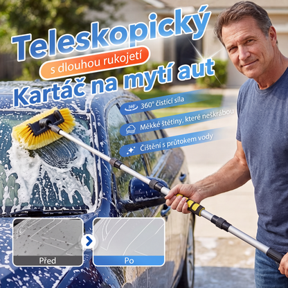 🚗 Teleskopický kartáč na mytí auta 360° čištění Pětistranná hlava – Rozlučte se s místy bez čištění