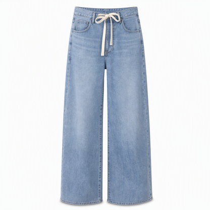 Jeans en denim décontractés coupe large jambe pour femmes