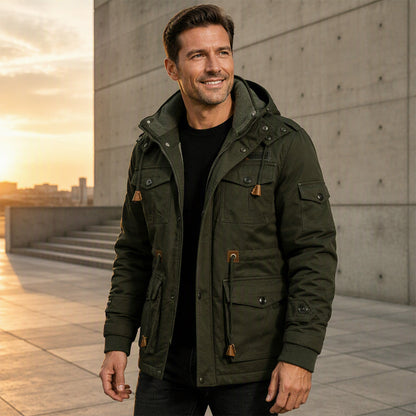 💖Soldes ! Prix cassés💖Veste d'hiver thermique pour hommes avec capuche amovible