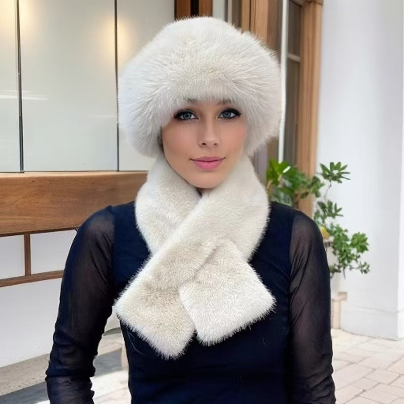 Ensemble chaud d'hiver : écharpe et bonnet en peluche épaisse