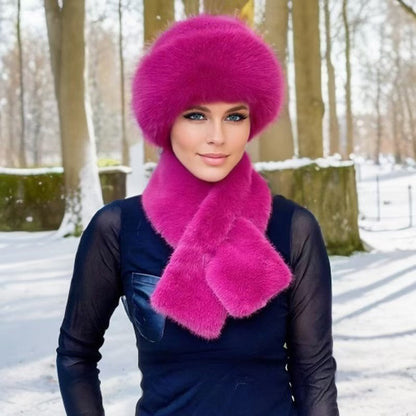 Ensemble chaud d'hiver : écharpe et bonnet en peluche épaisse