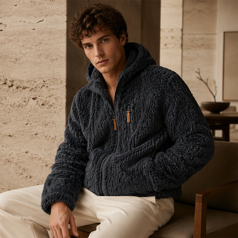 📢📢50 % DE RÉDUCTION !! ⏰ Veste en polaire à capuche zippée pour homme
