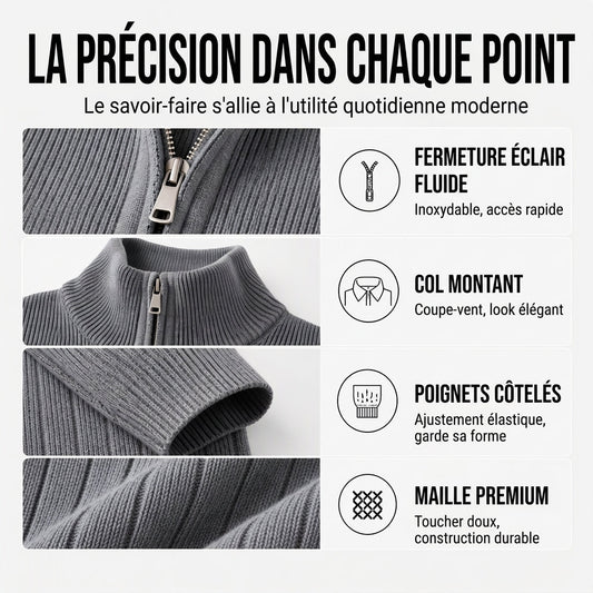 🔥 50% de réduction 🔥Cardigan en maille côtelée à fermeture éclair complète pour homme