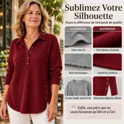🧶✨Haut à manches longues en maille gaufrée pour femme