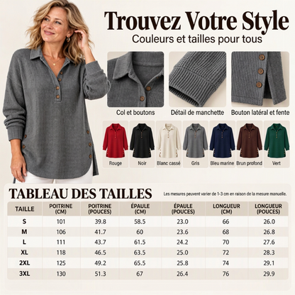 🧶✨Haut à manches longues en maille gaufrée pour femme