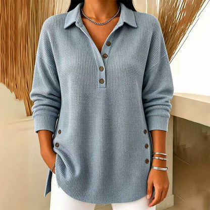 🧶✨Haut à manches longues en maille gaufrée pour femme