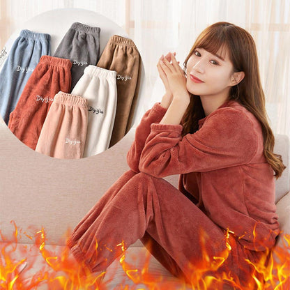 Ensemble de pyjama ample et douillet en peluche corail pour femmes