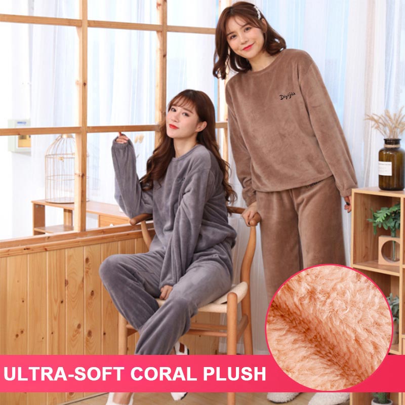 Ensemble de pyjama ample et douillet en peluche corail pour femmes