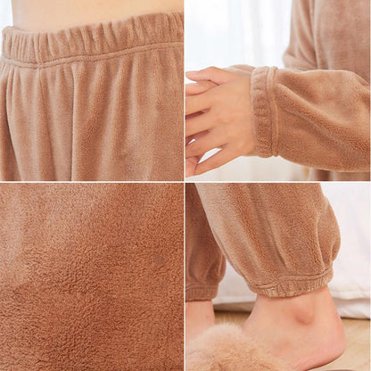 Ensemble de pyjama ample et douillet en peluche corail pour femmes