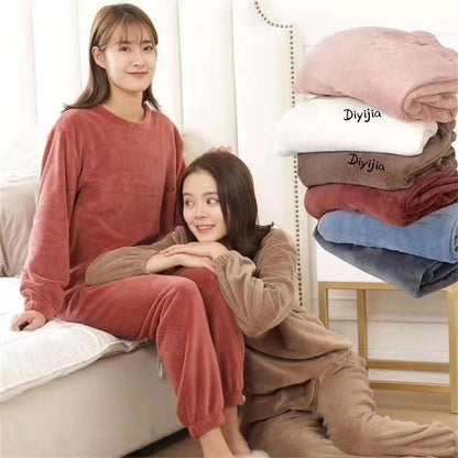 Ensemble de pyjama ample et douillet en peluche corail pour femmes